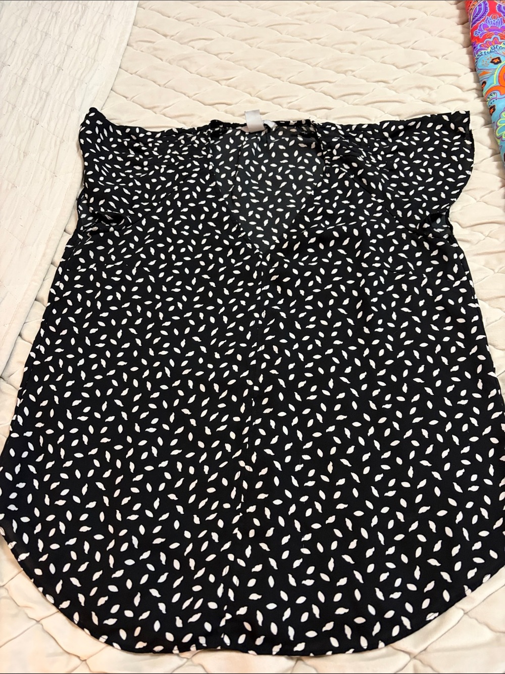 H&M Black Top with White Leaf Print